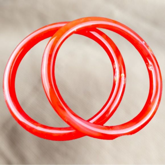 Vintage Chinese Natural Red Agate Bangle Bracelets - Picture 3 of 9